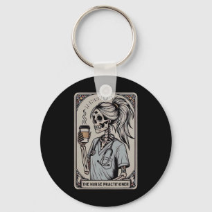 Nurse Practitioner Tarot Card Skeleton Halloween W Keychain