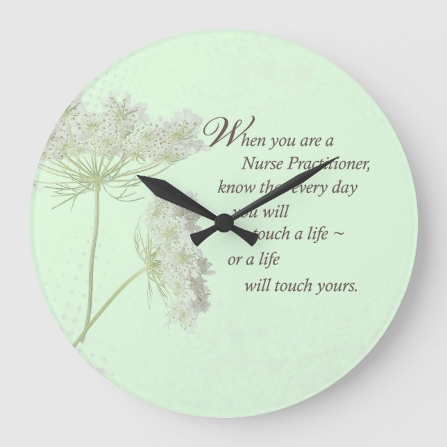 Nurse Practitioner Touch Lives Wildflower Large Clock (Front)