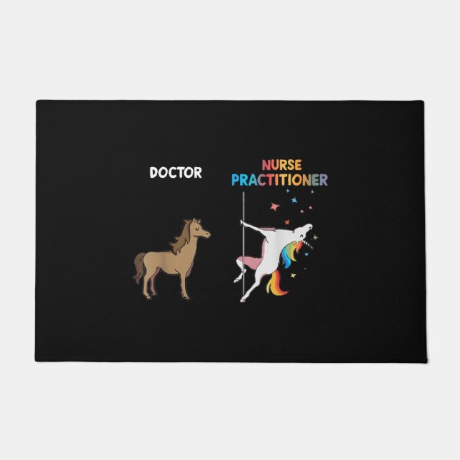 Nurse Practitioner Unicorn Dancing Pole Doormat (Front)