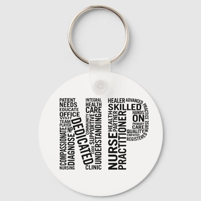 Nurse Practitioner Word Art NP Keychain (Front)