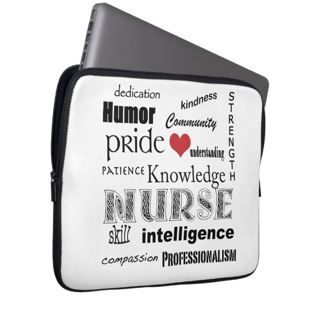 Nurse Pride-Attributes/Black+White-13 inch Laptop Sleeve (Front Right)