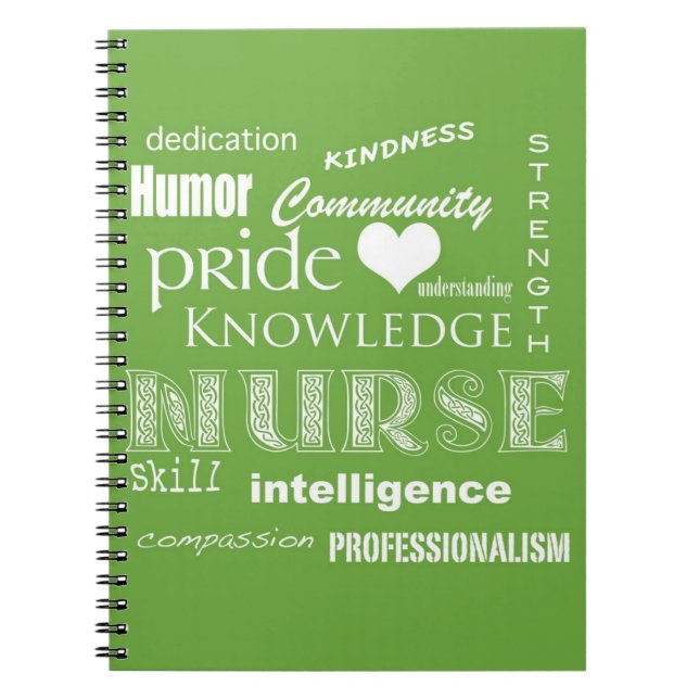 Nurse Pride-Attributes/Lime Green Notebook (Front)