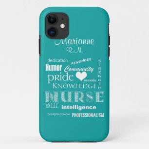 Nurse Pride-Attributes+Name /Aqua iPhone 11 Case