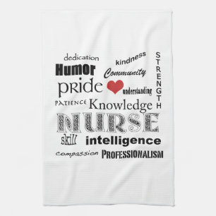 Nurse Pride-Attributes+red heart Kitchen Towel