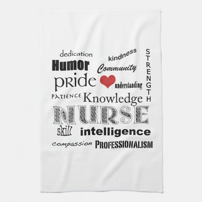 Nurse Pride-Attributes+red heart Kitchen Towel (Vertical)