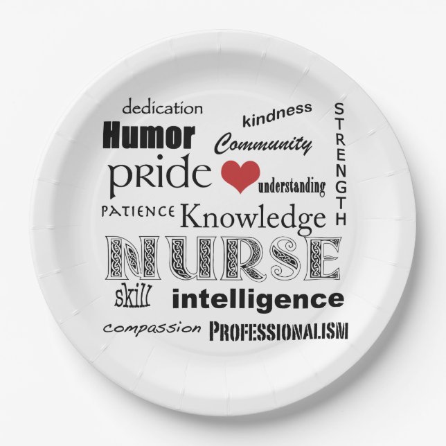 Nurse Pride-Attributes+Red Heart Paper Plate (Front)