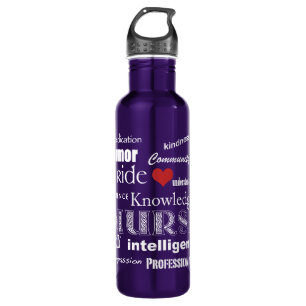 Nurse Pride-Attributes/White Text+Red Heart 710 Ml Water Bottle