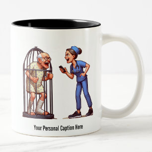 Nurse Puts Grandpa in Time-Out Two-Tone Coffee Mug