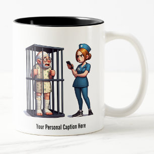 Nurse Puts Grandpa in Time-Out Two-Tone Coffee Mug