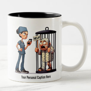 Nurse Puts Grandpa in Time-Out Two-Tone Coffee Mug
