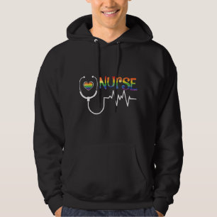 Nurse Rainbow Flag LGBT LGBTQ Gay Lesbian Bi Pride Hoodie