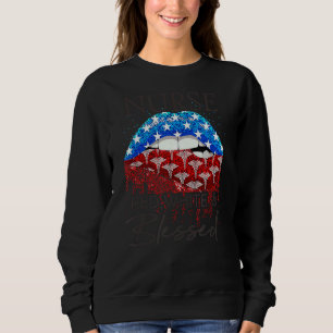 Nurse Red White Blessed Lips Usa Flag Patriotic 4t Sweatshirt