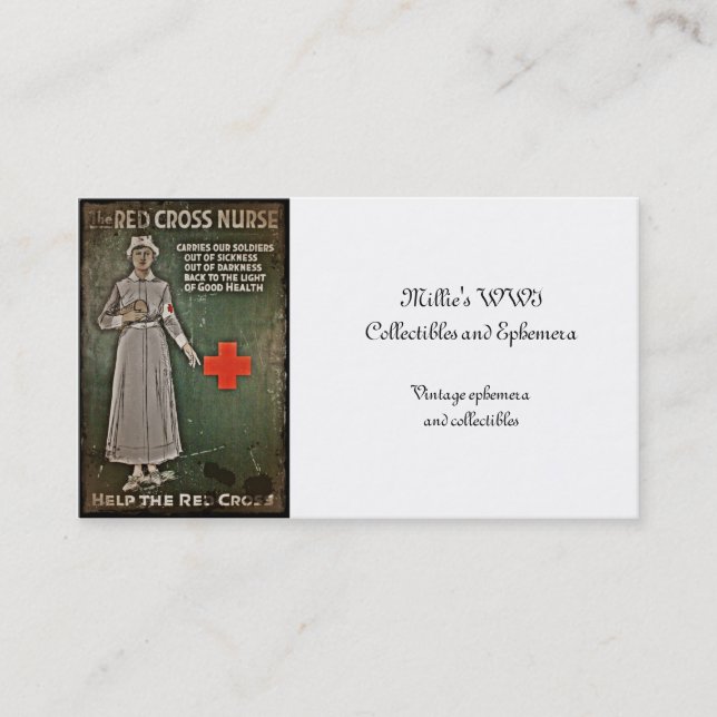 Nurse Requesting Donations WWI Business Card (Front)