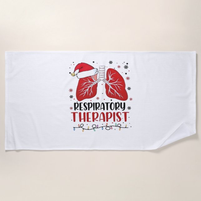 Nurse Respiratory Therapist Christmas, Lung Christ Beach Towel (Front)