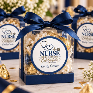 Nurse Retirement Celebration Navy Blue Silver Classic Round Sticker