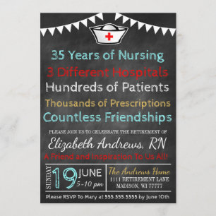 Nurse Retirement Invitation Chalkboard