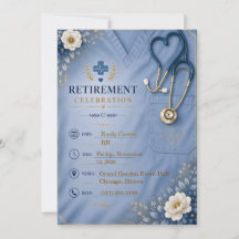 Nurse Retirement Invitation Template | Blue Floral