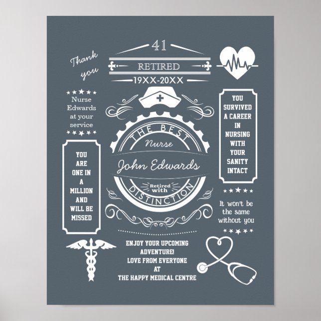 nurse Retirement long service award medical Poster (Front)