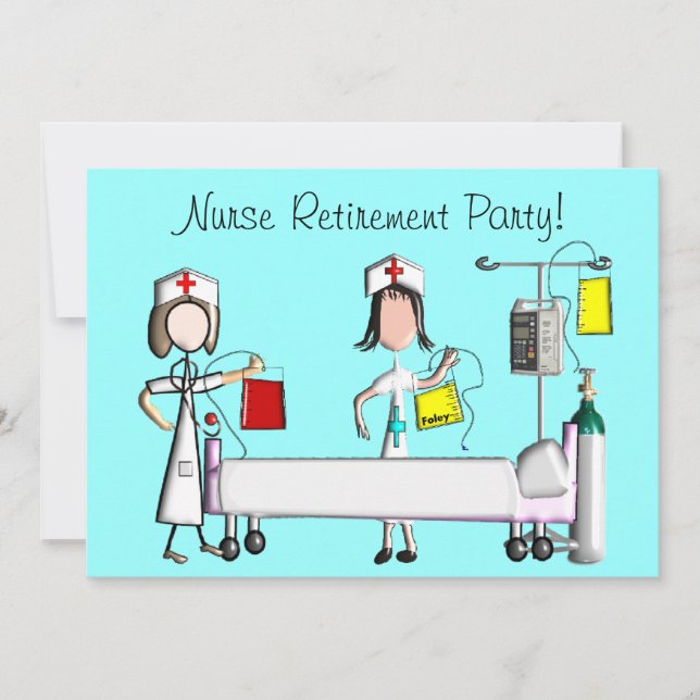 Nurse Retirement Party Invitations Hospital Design (Front)