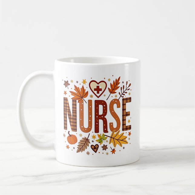 Nurse Retro Bubble Letters Personalized Coffee Mug (Left)