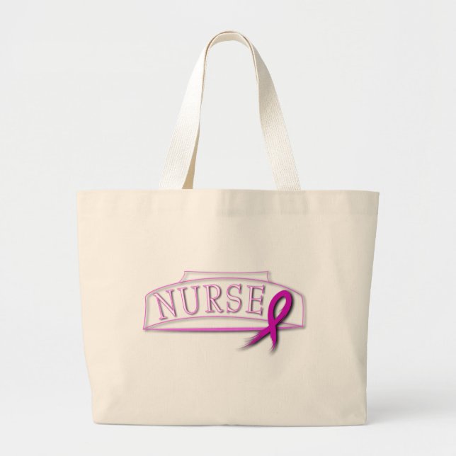 NURSE RIBBON FOR BLACK LARGE TOTE BAG (Front)