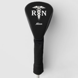 Nurse RN Black White Medical Caduceus Personalized Golf Head Cover