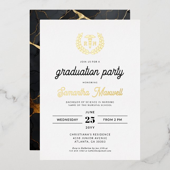 Nurse RN BSN Nursing School Graduation Party (Front/Back)