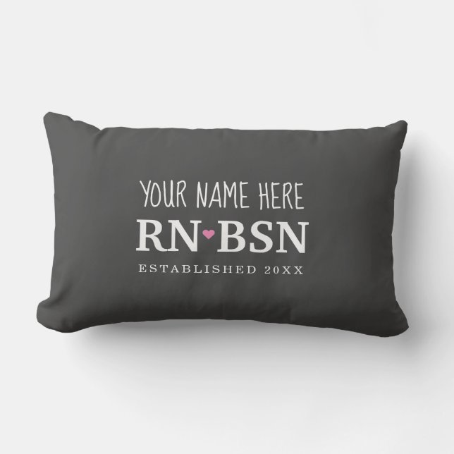 Nurse RN BSN Simple Cute Personalized Lumbar Pillow (Front)