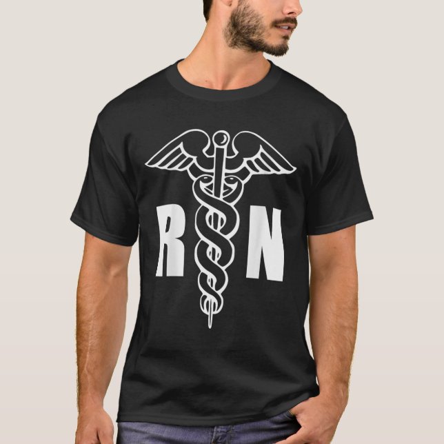 Nurse Rn Caduceus Medical Symbol Nursing (back Des T-Shirt (Front)
