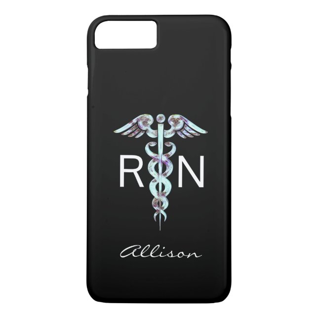 Nurse RN Caduceus Modern Personalized Case-Mate iPhone Case (Back)