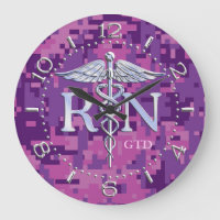Nurse RN Caduceus Monogram Dial Style on Pink Camo