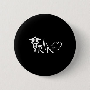 Nurse Rn Heartbeat Graduation Womens Gift  2 Inch Round Button