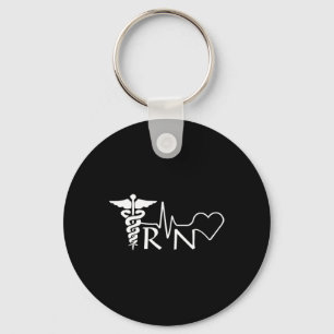 Nurse Rn Heartbeat Graduation Womens Gift Keychain