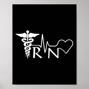 Nurse Rn Heartbeat Graduation Womens Gift Poster