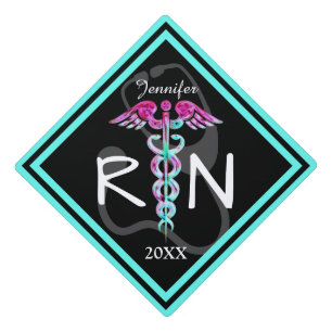 Nurse RN Medical Caduceus Stethoscope Personalized Graduation Cap Topper