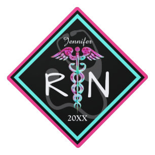 Nurse RN Medical Caduceus Stethoscope Retro Custom Graduation Cap Topper