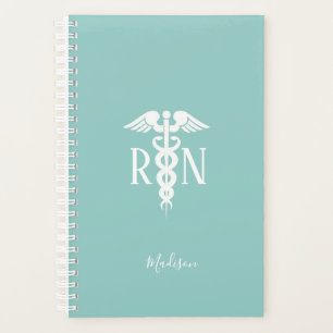 Nurse RN Medical Caduceus Teal Personalized Planner