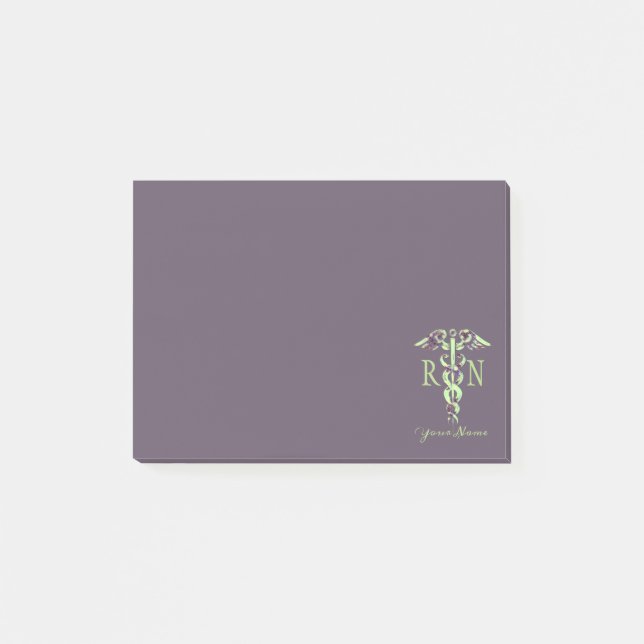 Nurse RN Personalized Name Purple Marble Post-it N Notes (Front)
