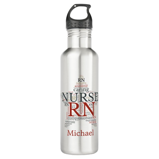 Nurse RN star large personalized  710 Ml Water Bottle (Front)