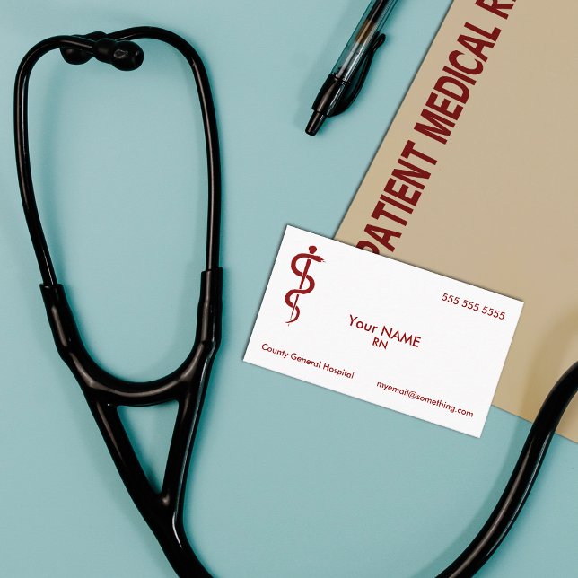 Nurse Rod of Asclepius White Business Card (Creator Uploaded)