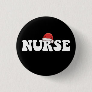 Nurse Santa Hat Christmas Nursing 1 Inch Round Button