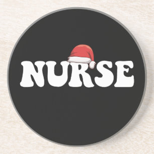 Nurse Santa Hat Christmas Nursing Coaster