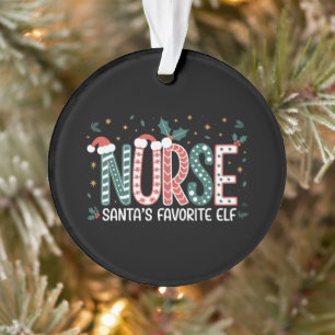 Nurse Santa's Favorite Elf Christmas Inspirational Ornament