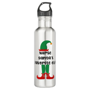 Nurse Santa's Favorite Elf Funny Nurse Christmas 710 Ml Water Bottle