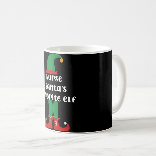 Nurse Santa's Favorite Elf Funny Nurse Christmas Coffee Mug (Front Right)