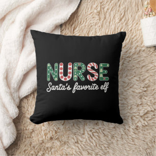 Nurse Santa's Favourite Elf Life Nurse Day Gifts Throw Pillow