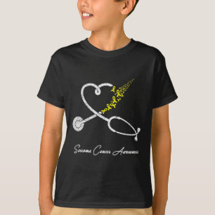 Nurse Sarcoma Cancer Awareness Pink Ribbon Stethos T-Shirt