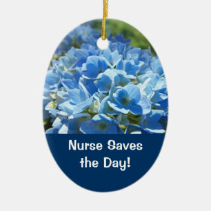 Nurse Saves the Day! oranments Nurses gifts Floral Ceramic Ornament