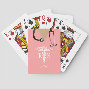 Nurse Scrub Top Stethoscope Novelty Personalized Playing Cards