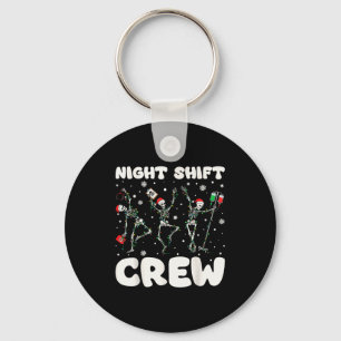 Nurse Skeleton Dancing Christmas Night Shift Crew  Keychain